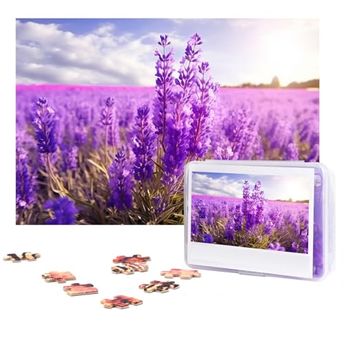 Lavendelblüten-Puzzle, 300 Teile, Holz-Puzzle, personalisiertes Fotopuzzle für Erwachsene, Freunde, Bilderpuzzle, Geschenke für Hochzeit, Geburtstag, Valentinstag, Heimdekoration von WSOIHFEC