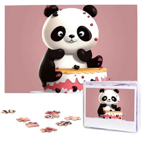 Panda Cake Puzzles 1000 Teile Holzpuzzle Personalisiertes Fotopuzzle für Erwachsene Freunde Bilderpuzzle Geschenke für Hochzeit Geburtstag Valentinstag Wohnkultur von WSOIHFEC