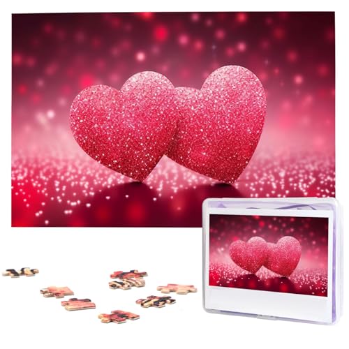 Rotes Herz, rosa Glitzer-Puzzle, 1000 Teile, Holzpuzzle, personalisiertes Fotopuzzle für Erwachsene, Freunde, Bilderpuzzle, Geschenke für Hochzeit, Geburtstag, Valentinstag, Heimdekoration Rotes Herz, rosa Glitzer-Puzzle, 1000 Teile, Holzpuzzle, personalisiertes Fotopuzzle für Erwachsene, Freunde, Bilderpuzzle, Geschenke für Hochzeit, Geburtstag, Valentinstag, Heimdekoration von WSOIHFEC