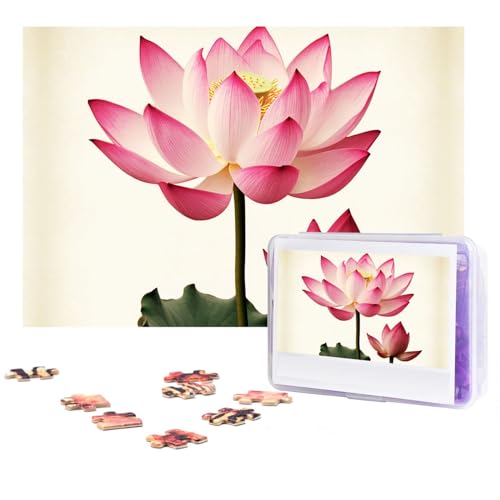 Vintage Pink Lotus Flower Puzzles 300 Teile Holzpuzzle Personalisiertes Fotopuzzle für Erwachsene Freunde Bilderpuzzle Geschenke für Hochzeit Geburtstag Valentinstag Home Decor von WSOIHFEC