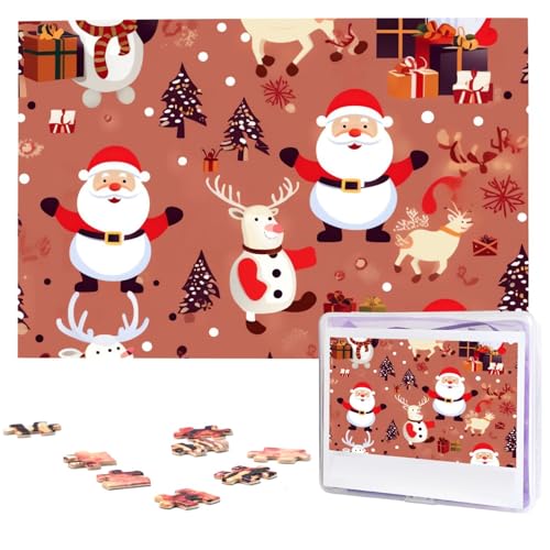 Weihnachtsmann Schneemann Rentier Puzzles 1000 Teile Holzpuzzle Personalisiertes Fotopuzzle für Erwachsene Freunde Bilderpuzzle Geschenke für Hochzeit Geburtstag Valentinstag Heimdekoration von WSOIHFEC