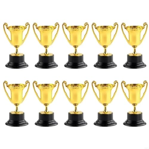10PCS Kleine Kunststoff Gold Preis Tasse Skaliert Trophäen Jungen Mädchen Schule Spiel Award Für Kinder(Gold) von WSQHAO