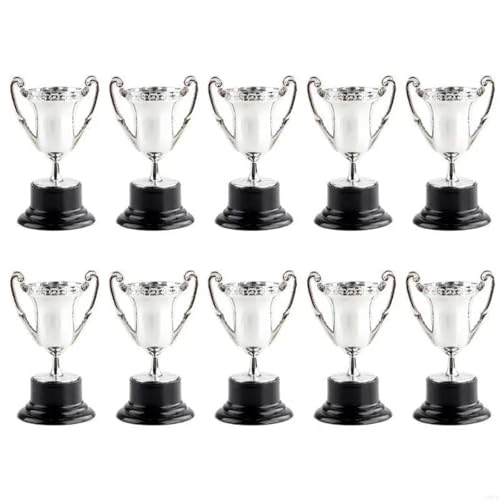 10PCS Kleine Kunststoff Gold Preis Tasse Skaliert Trophäen Jungen Mädchen Schule Spiel Award Für Kinder(Silver) von WSQHAO