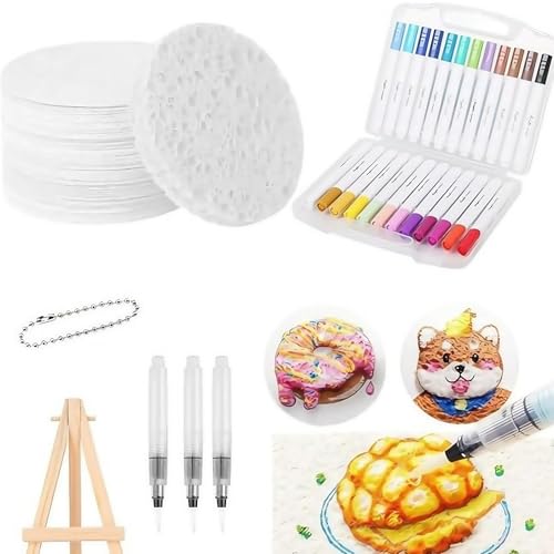 WSXKA Magisches Schaum-Textur-Malen, Magisches Schaum-Textur-Malset, 12 Farben Pinselspitze Acrylfarbenmarker, Magisches 3D-Effekt-Textur-Malset(Circle) von WSXKA