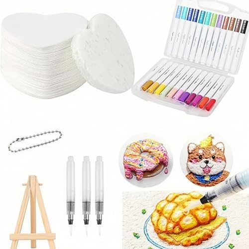WSXKA Magisches Schaum-Textur-Malen, Magisches Schaum-Textur-Malset, 12 Farben Pinselspitze Acrylfarbenmarker, Magisches 3D-Effekt-Textur-Malset(Heart Shape) von WSXKA