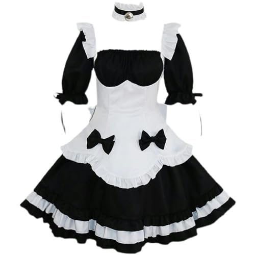 WSZJLN Cosplay Schwarz-Weiß-Schokoladen-Dienstmädchen-Outfit, Lolita-Prinzessin, süßes Set-Schwarz-L von WSZJLN
