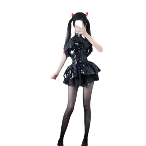 WSZJLN Japanisches zweidimensionales Cos-Hexe-Cosplay-Kostüm, weiblicher kleiner Teufel, kurzer Rock, heiße Mädchenuniform-schwarz-L (108-135) von WSZJLN