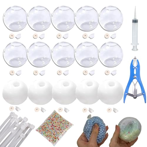 15 Teiliges Stressball-Bastelset, Stressball-Haut, DIY Vakuum-Quetschbälle mit Deckel und Luftpumpe und Expander-Werkzeug für Sinneswahrnehmung und Stressabbau (5cm,Mix) von WTKYLMP