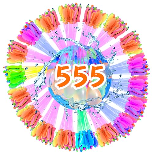 WTZWYFWJ 555 Stück Wasserbomben Selbstschließend,Wiederverwendbare Wasserbomben mit 5 Wasserhahn Anschluss,Bunt Wasserballons,Schnellfüller Wasserbomben Luftballons,für Wasser Spiele von WTZWYFWJ