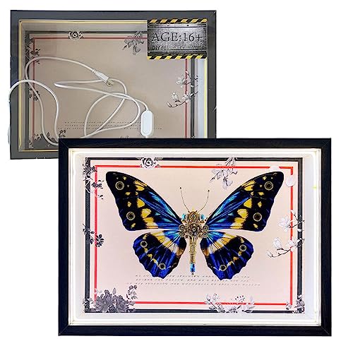 WUBA 3D Metall Schmetterling Puzzle Modell mit wiederaufladbarem Rahmen, Schmetterling DIY 3D Metall Modell Kits, Mechanische Schmetterling Montage Modell Kit, Kreative und Sammlung Kunst Ornament von WUBA
