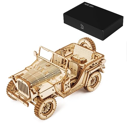 WUBA 3D hölzerne Puzzles für Erwachsene Mechanische Schlachtfeld Jeep Kits, DIY Jeep Modell Building Kits Pädagogische Gehirn Teaser Puzzles, DIY Handwerk Schreibtisch Dekor für Jugendliche (369+PCS) von WUBA