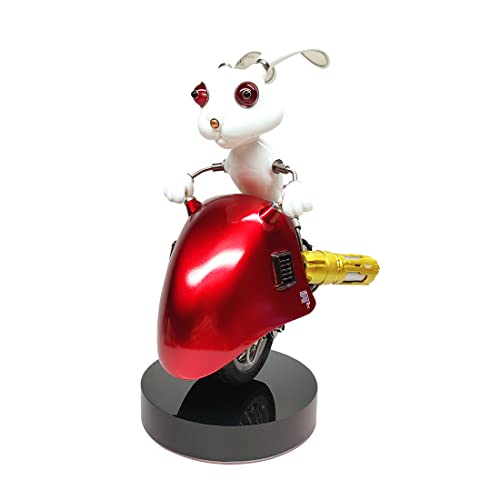 WUBA Steampunk Kaninchen auf einem Motorrad Modell, Metall mechanische Tier Kunst Modell, kreative Ornamente Hand-me-down Spielzeug Geschenk für Kinder und Erwachsene -Finished Version von WUBA