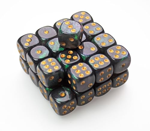 Würfelzeit 0425 - Würfel W6 12 mm Cosmoo smaragdgrün (32 Augenwürfel in Klarsichtbox) von WÜRFELZEIT 35