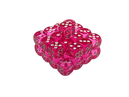 Würfelzeit 2026 - Würfelset Combatt W6 12 mm Klar rosa m/Weiss (32 Würfel in Klarsichtbox) von WÜRFELZEIT 35