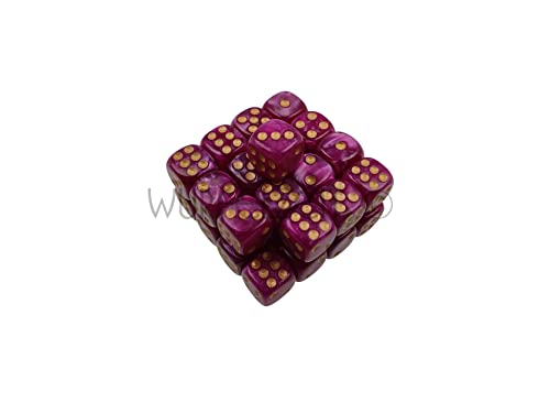 Würfelzeit 2029 - Würfelset Combatt W6 12 mm Pearl Purpur m/Gold (32 Würfel in Klarsichtbox) von WÜRFELZEIT 35