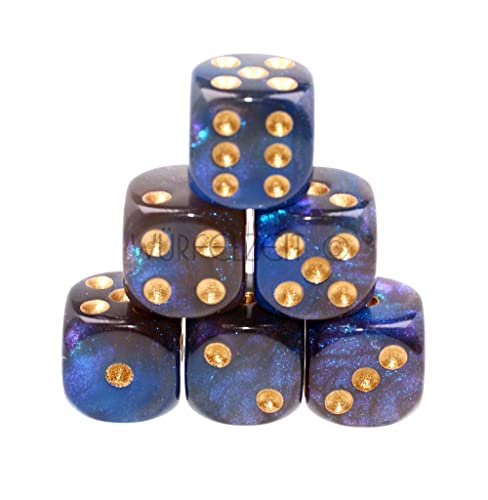 Würfelzeit 7482 - Würfelset W6 16 mm Cosmoo Night Walker w/Gold (6 RPG-Würfel im Polybeutel) von WÜRFELZEIT 35