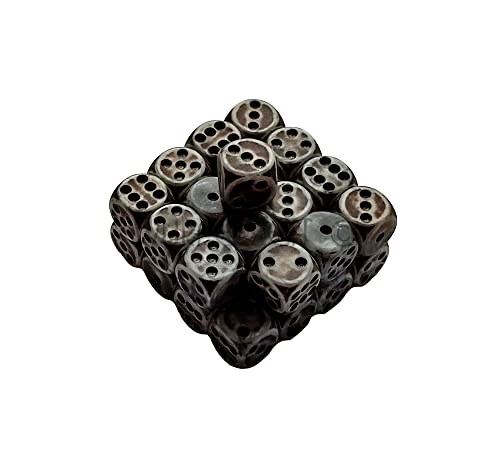Würfelzeit 9246 - Würfelset Alyen W6 12 mm Antik Silber m/schwarz (32 Würfel in Klarsichtbox) von WÜRFELZEIT 35