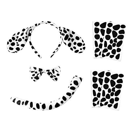 WUERKIYA Dalmatiner Kostüm Dalmatiner Hund Ohr Stirnband Fliege Schwanz Set mit 4 Blatt Kleber Filz Pads für Halloween Karneval Accessoires Dschungel Party Faschingskostüme Erwachsene Kinder WUERKIYA Dalmatiner Kostüm Dalmatiner Hund Ohr Stirnband Fliege Schwanz Set mit 4 Blatt Kleber Filz Pads für Halloween Karneval Accessoires Dschungel Party Faschingskostüme Erwachsene Kinder von WUERKIYA