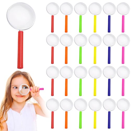 WUERKIYA 24 Handlupen, 40 mm, 3-5-fache Kunststoff-Leselupe für Studenten, Outdoor-Entdecker, wissenschaftliche Beobachtung usw. (Farbe) von WUERKIYA