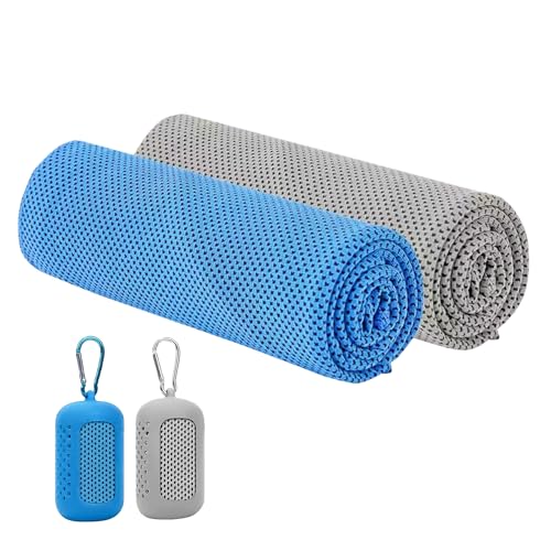WUERKIYA Sport Handtuch - 2er Pack Kühlende Handtücher für Sport - 3080cm Sport Handtuch mit Silikonhülle und Karabiner – Grau und Blau WUERKIYA Sport Handtuch - 2er Pack Kühlende Handtücher für Sport - 3080cm Sport Handtuch mit Silikonhülle und Karabiner – Grau und Blau von WUERKIYA