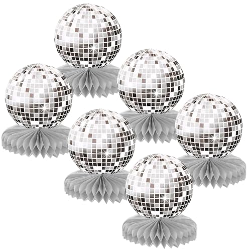 WUIOWPPIC Disco Deko Tischaufsätze Tischaufsatz Disco Deko Tisch Discokuge Dekor Party Tischdeko Disc Geburtstag Bienenwabe Mittelstück Disc Party Dekoration for 70er 80er Partyzubehör von WUIOWPPIC