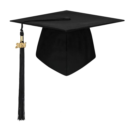 WUISOLQP Bachelor Hut, Doktorhut 2024 Abschluss, Verstellbar Graduation Hut mit Datumsanhänger, Bachelor Master Kappe Hüte, Absolventenhut Anhänger Quaste für Abschlussfeiern von WUISOLQP
