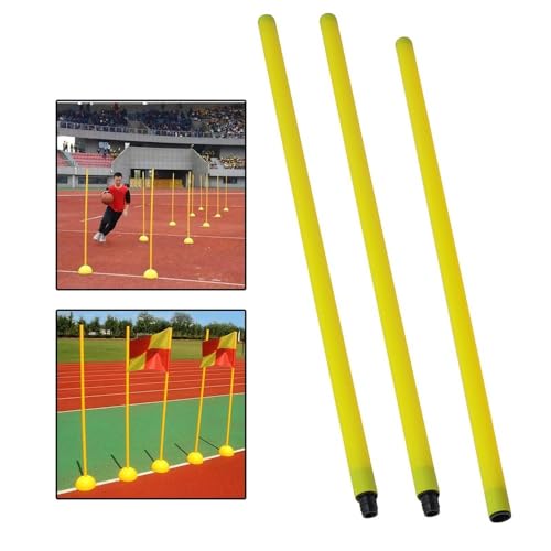 WUJIHE Trainingsmarker, Fußballschild, Stange, Agility-Marker, sturzfest, Hindernisstange für Basketball, Fußball, Training, Sport, Outdoor (3 Stück Schilderstange) von WUJIHE