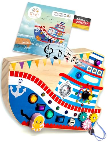 WuKi Montessori Busy Board-interaktives Lernspielzeug- Motorikbrett-busy board Montessori Board- Beschäftigung Auto - Flugzeugbeschäftigung-activity toy- Sensorik Spielzeug -Motorik von WUKI-Wundervolle Kinderwelt