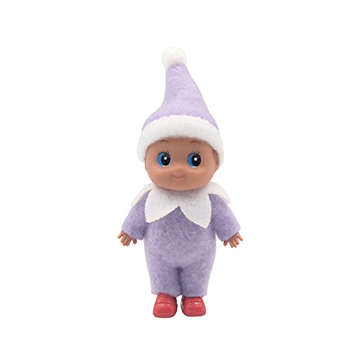 WULEEUPER Dark Skin Baby Elf Doll | Christmas Miniature Decoration | Newborn Gift | Baby Grow Dolls With Feet and Shoes (Purple) von WULEEUPER