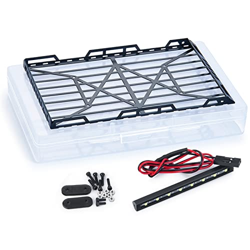 WUPEDI Metall-Dachgepäckträger mit Lichtbox 1/24, for Axial, SCX24 AXI00002 RC Crawler Auto DIY Dekorationsteile Autodachträger(with Lights) von WUPEDI