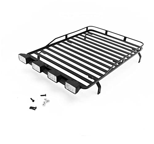 WUPEDI Metall-Gepäckplatte 1:18, for RC4WD, D90 Rc Auto Autodachträger(Black with Light) von WUPEDI