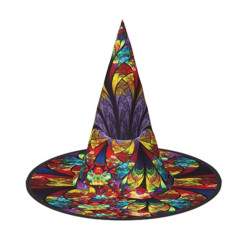 Blume Buntglas Druck Faltbare Spitze Erwachsene Hexen Hüte Zauberer Halloween Cosplay Zubehör Für Frauen von WURTON