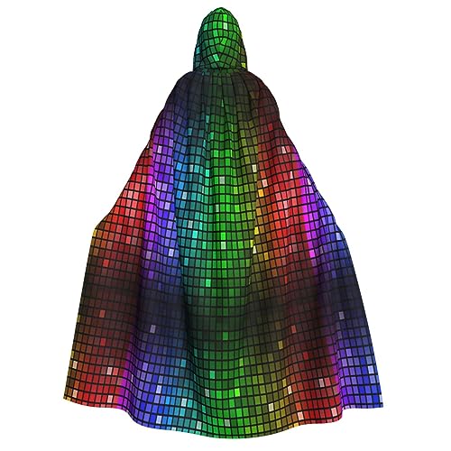 Farbenfroher quadratischer Kapuzenumhang für Damen und Herren, Halloween-Kostüm, 190 cm von WURTON