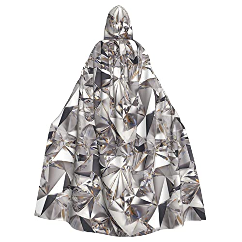 Glitzer-Umhang mit abstraktem Diamant-Kristallmuster, für Damen und Herren, voller Länge, Karnevals-Umhang mit Kapuze, Cosplay-Kostüme, Umhang, 185 cm von WURTON
