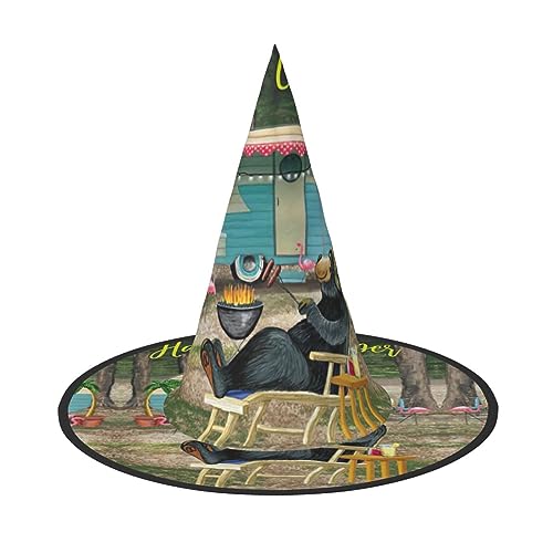 Happy Camper1 Druck Faltbare Spitze Erwachsene Hexen Hüte Zauberer Halloween Cosplay Zubehör Für Frauen von WURTON