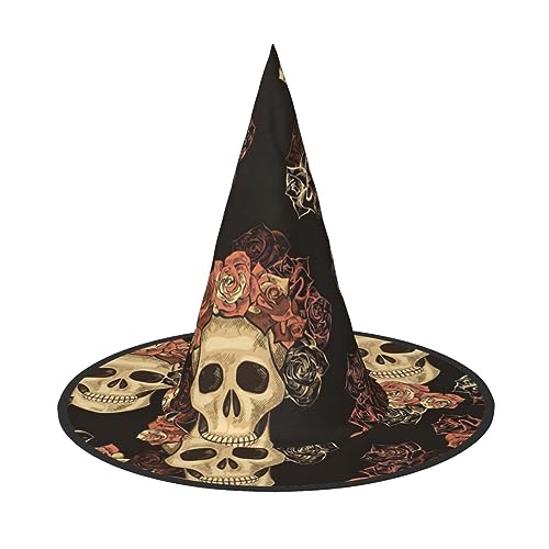 Rose Schädel Druck Faltbare Spitze Erwachsene Hexen Hüte Zauberer Halloween Cosplay Zubehör Für Frauen von WURTON