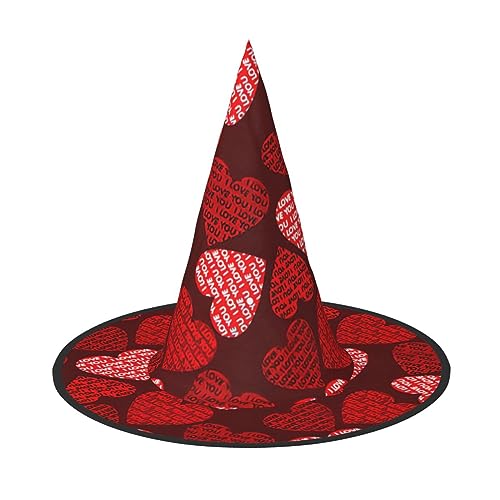 Rote Herzen Druck Faltbare Spitze Erwachsene Hexen Hüte Zauberer Halloween Cosplay Zubehör Für Frauen von WURTON