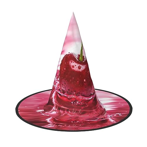Rote Kirschen Drucken Faltbare Spitze Erwachsene Hexen Hüte Zauberer Halloween Cosplay Zubehör Für Frauen von WURTON