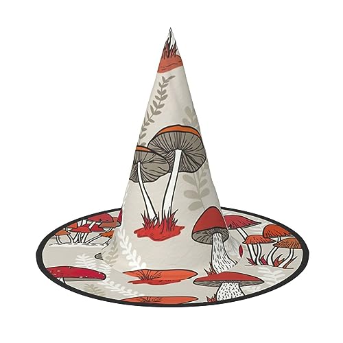 Rote Pilze Drucken Faltbare Spitze Erwachsene Hexen Hüte Zauberer Halloween Cosplay Zubehör Für Frauen von WURTON