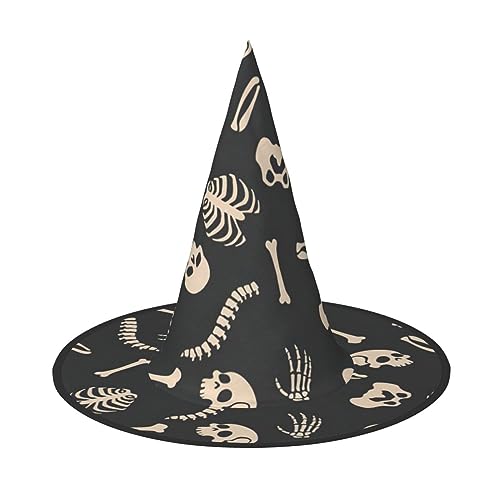 Skelett Muster Druck Faltbare Spitze Erwachsene Hexen Hüte Zauberer Halloween Cosplay Zubehör Für Frauen von WURTON