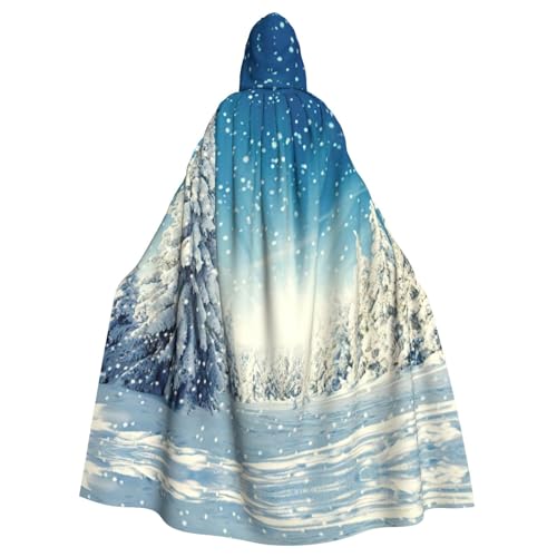 Snow Wonderland Pine Tree Christmas Print Halloween Wizard Witch Hooded Robe Cloak Christmas Hoodies Cape Cosplay For Adult von WURTON