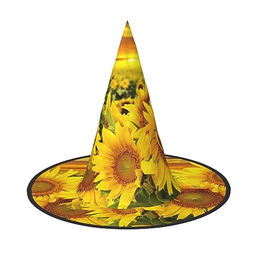 Sonnenblumen-Muster Druck Faltbare Spitze Erwachsene Hexen Hüte Zauberer Halloween Cosplay Zubehör Für Frauen von WURTON
