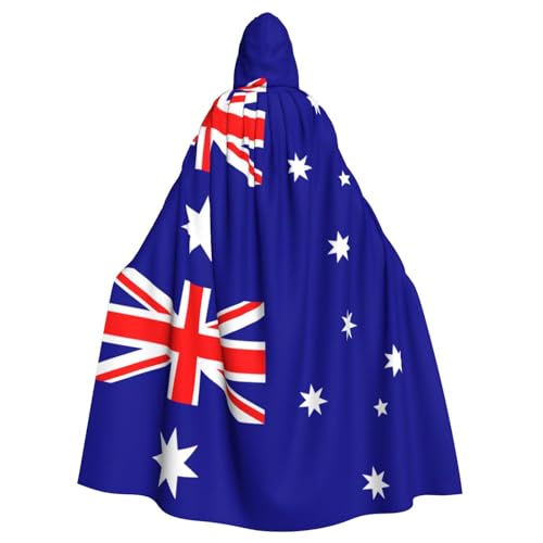 WURTON Australische Flagge, Karnevalskostüme für Erwachsene, Cosplay, Umhang mit Kapuze, für Damen und Herren, 185 cm von WURTON