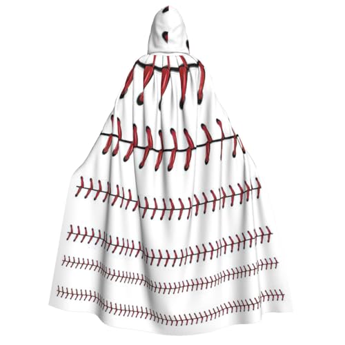 WURTON Baseball-Umhang mit Kapuze, Softball, roter Schnürsenkel, Unisex, Umhang mit Kapuze, für Halloween, Weihnachten, für Damen und Herren von WURTON