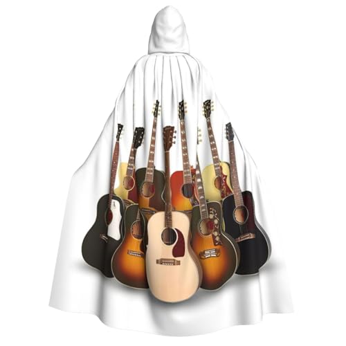 WURTON Faschings-Umhang mit Gitarre, voller Länge, mit Kapuze, Cosplay-Kostüme, Umhang, 190 cm von WURTON