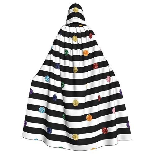 WURTON Faschingskostüme mit Glitzer, Regenbogenfarben, gepunktet, schwarz-weiß, Karnevalskostüme für Erwachsene, Cosplay, Umhang mit Kapuze, für Damen und Herren, 190 cm von WURTON
