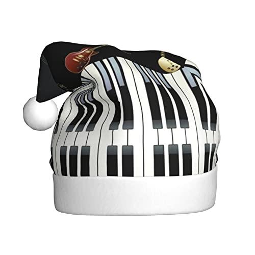 WURTON Gitarre Klavier Muster Druck Erwachsene Lustige Santa Hüte Xmas Urlaub Hut, Weihnachtsmütze Neujahr Party Xmas Hut Geschenke von WURTON