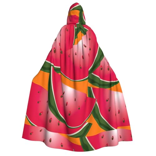 WURTON Halloween-Umhang mit Kapuze für Erwachsene, reifer Wassermelonen-Druck, Cosplay-Kostüm, volle Länge 190 cm von WURTON
