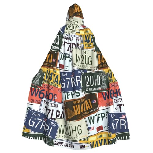 WURTON Kapuzenumhang mit Nummernschild, universal, für Erwachsene, mit Kapuze, Karneval, Cosplay, Kostüm, Umhang, 185 cm von WURTON