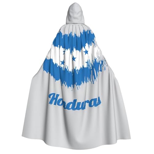 WURTON Karnevals-Kapuzenumhang für Erwachsene, Hexe und Vampir, Cosplay-Kostüm, Umhang, geeignet für Karnevalspartys, 190 cm, blaue Flagge von Honduras von WURTON